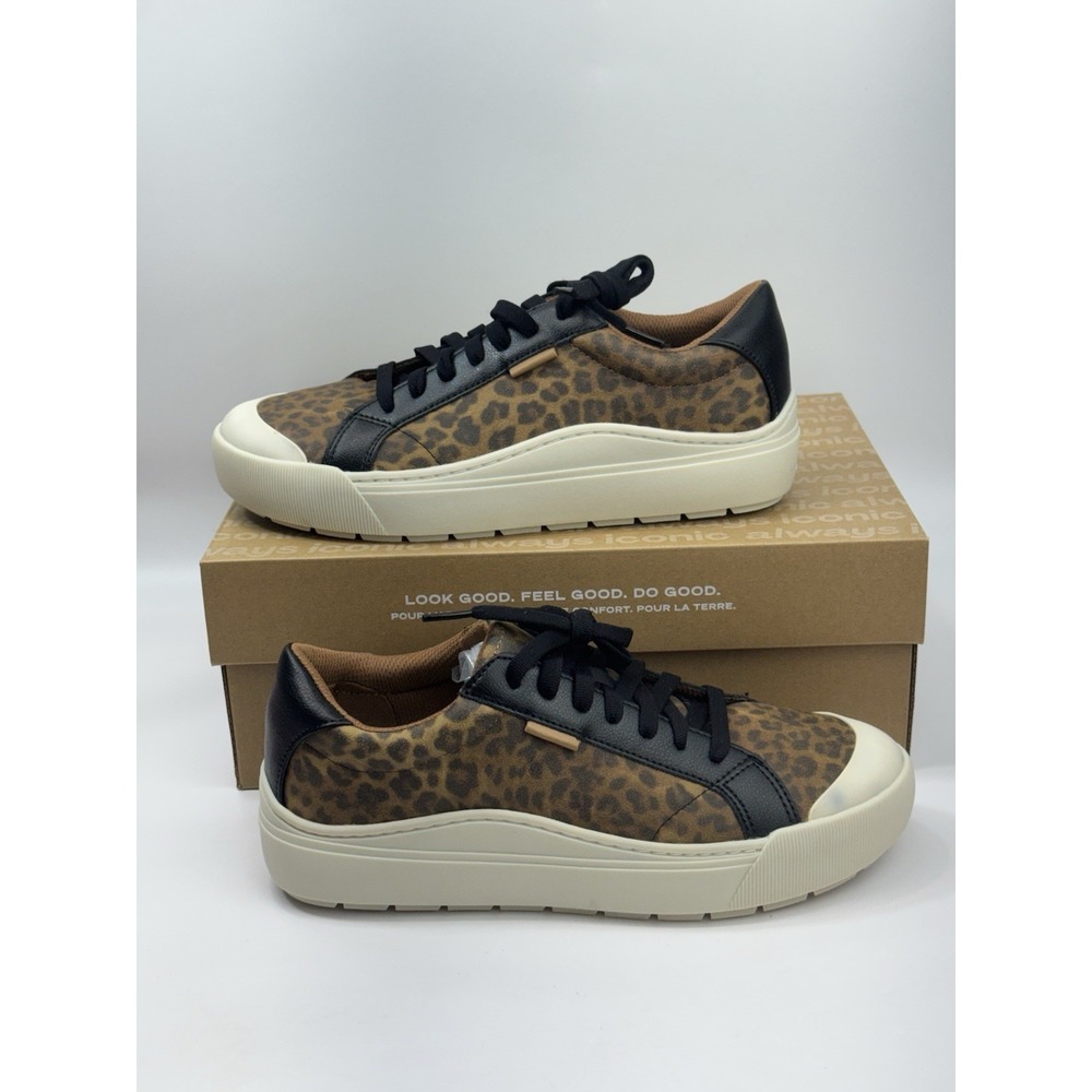 Dr. Scholl's Lace Up Leopard Print Time Off Sneakers Shoes Size 9.5